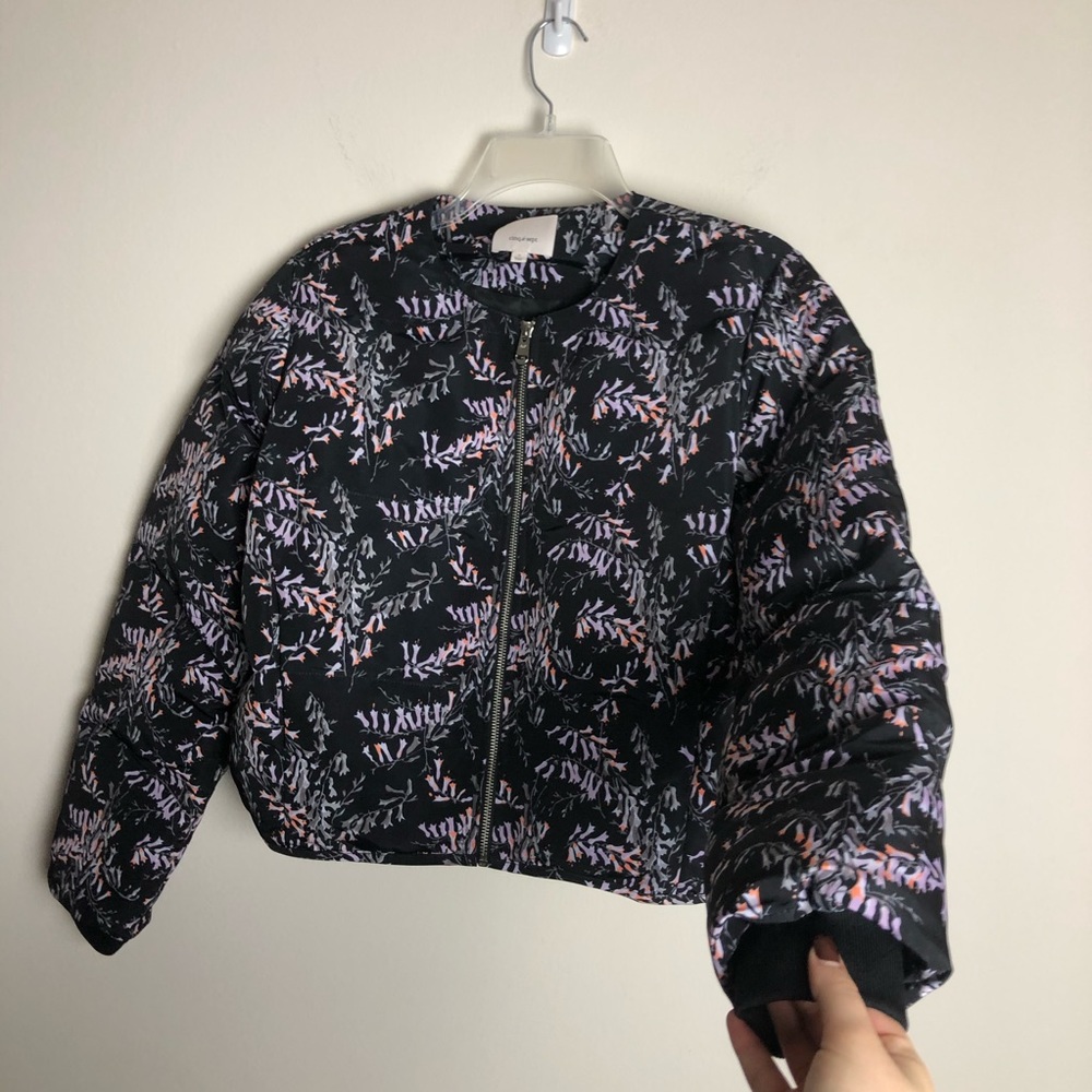 Cinq a Sept Floral Puffer Bomber Cropped Jacket - Picture 9 of 15